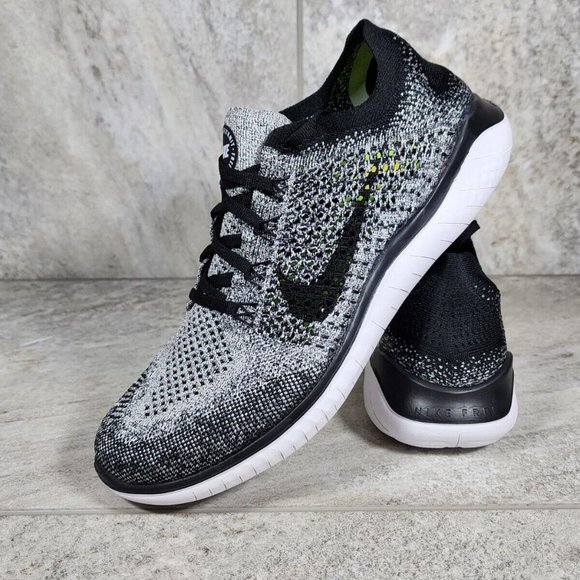 Nike Free Rn Flyknit 2018 Men's Running Shoes Size 9, 10 & 13 White Black - Picture 6 of 11